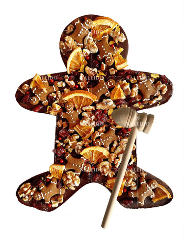 <PREORDER> 12” GINGY Chocolate Bark with mini gingerbread man, dried fruits & nut